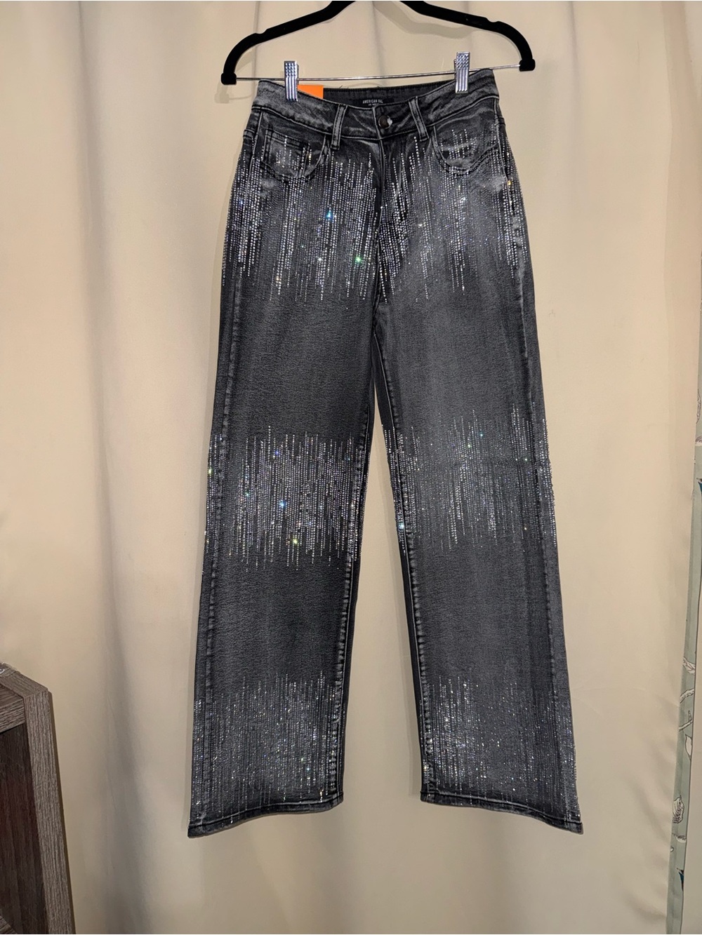 Women’s Black Denim Jeans with Sparkle Detail